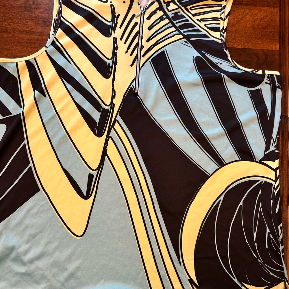 Jamie Sadock yellow, black, and teal  sleeveless Golf Top. Like new, size XL.